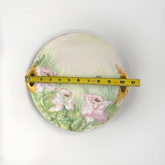 Vintage Hand Painted Pink Floral Cake Plate Tea Set Tray Germany Signed Harvey - Picture 6 of 10